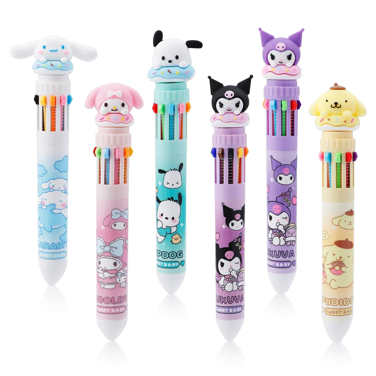 Climberty 6Pcs Ball Pen Set, 10-in-1 Multi Colour Pens Set Kawaii Melody Kuromi Stationery, Cute Stationery Items 0.5mm Click Ball Point Pens Birthday Gift Children's Day Gift Climberty 6Pcs Ball Pen Set, 10-in-1 Multi Colour Pens Set Kawaii Melody Kuromi Stationery, Cute Stationery Items 0.5mm Click Ball Point Pens Birthday Gift Children's Day Gift